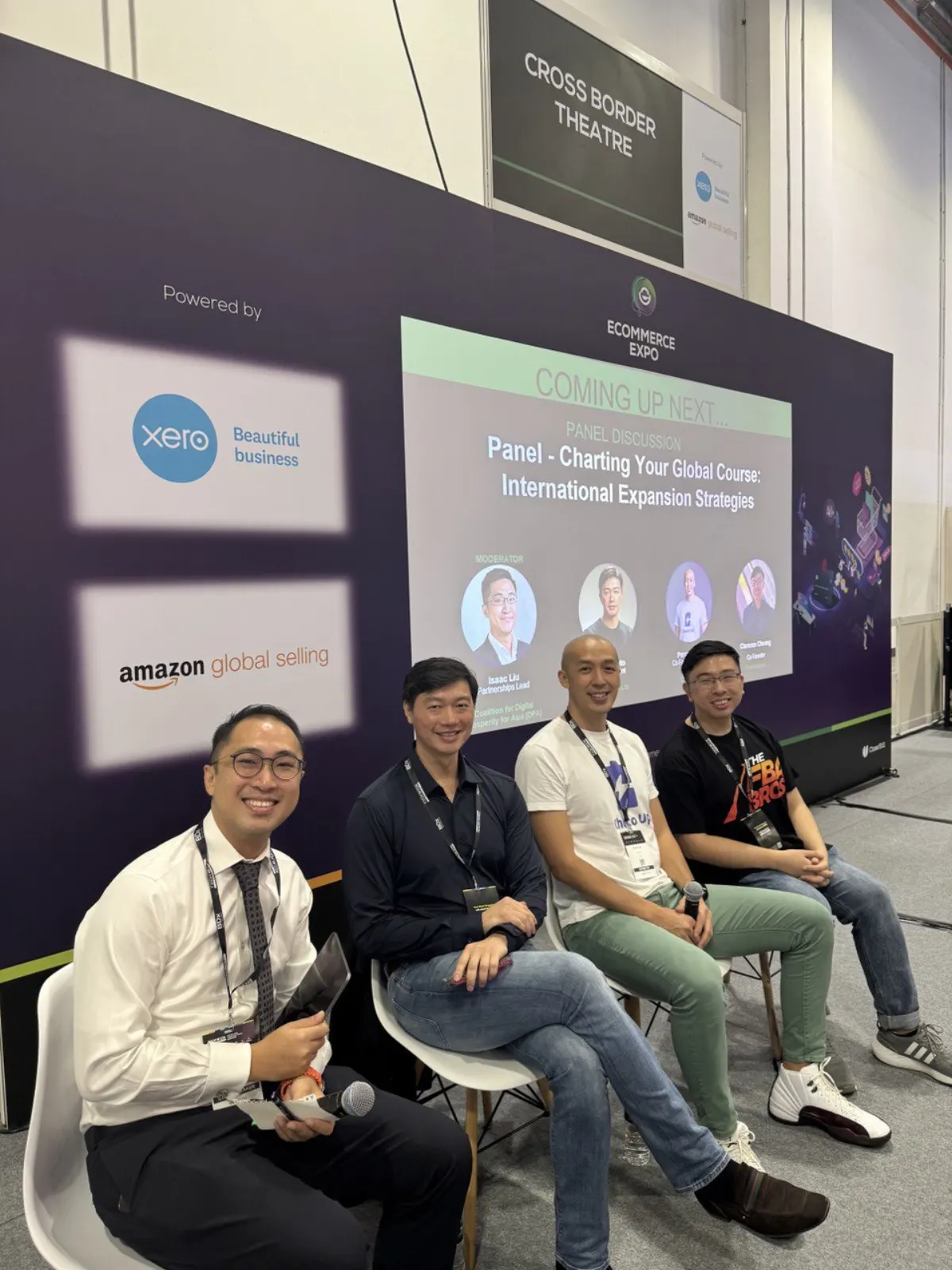 Clarence Cheang speaking on a keynote panel at E-Commerce Expo Asia, Marina Bay Sands.